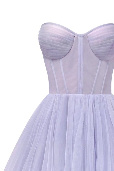 Shop Milla Lavender Strapless Puffy Midi Tulle Dress