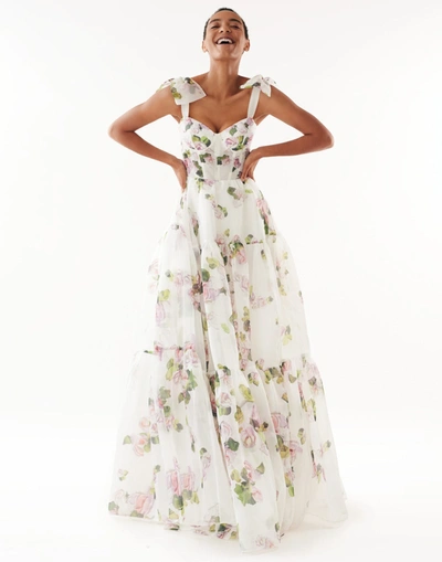 Milla Apple Blossom Tender Floral Maxi Tie-strap Dress In Apple Blossom