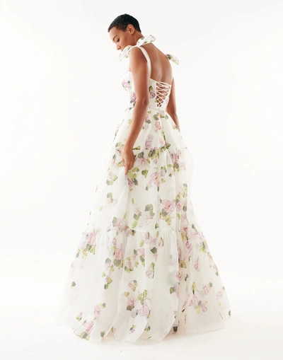 Milla Apple Blossom Tender Floral Maxi Tie-strap Dress In Apple Blossom