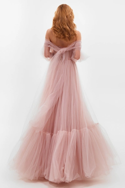 Milla Misty Rose Sheer Sleeves Maxi Tulle Dress In Misty Rose