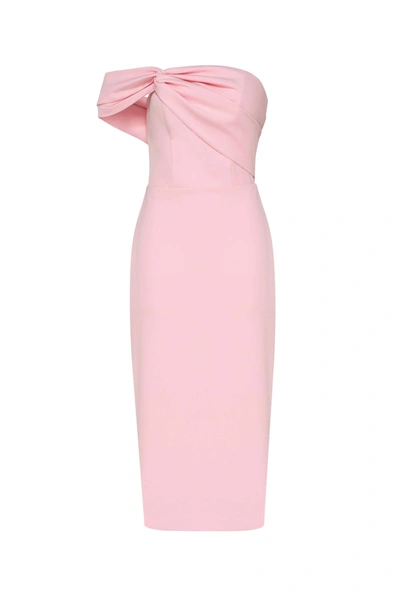 Milla Pink Classy Midi Dress With Open Neckline In Pink