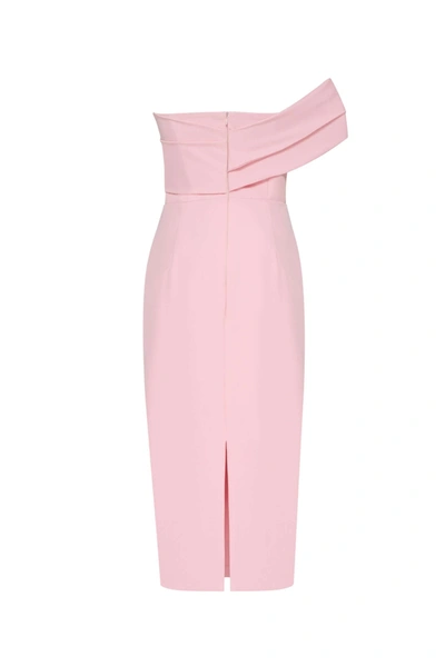 Milla Pink Classy Midi Dress With Open Neckline In Pink