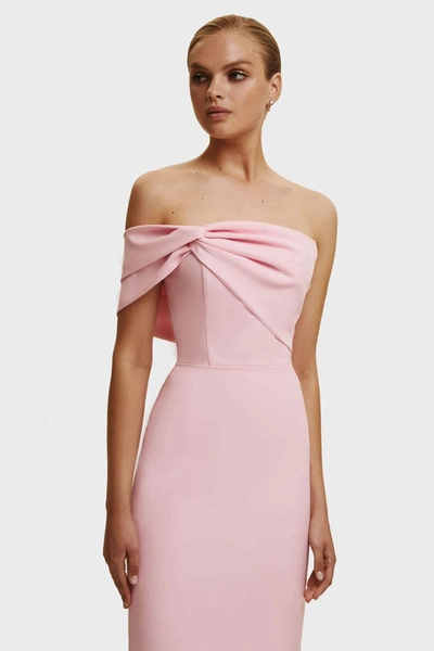 Milla Pink Classy Midi Dress With Open Neckline In Pink