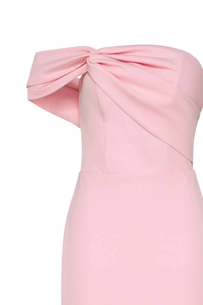 Milla Pink Classy Midi Dress With Open Neckline In Pink