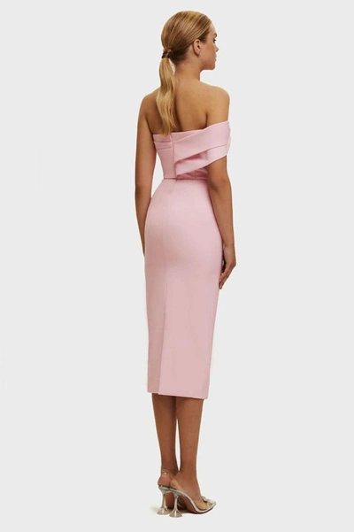 Milla Pink Classy Midi Dress With Open Neckline In Pink
