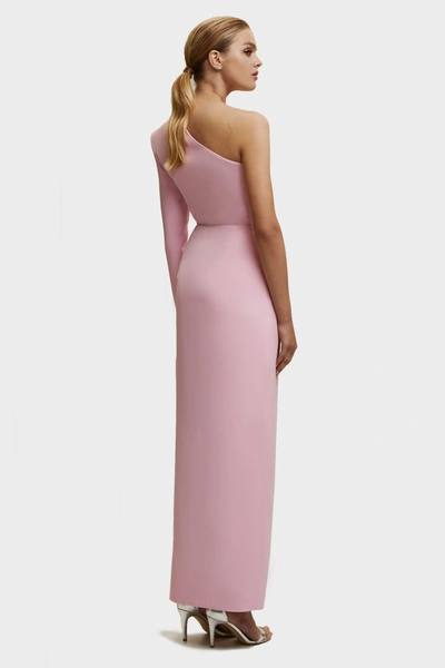 Milla Pink Long-sleeved Dress With Sharp Shoulder Cut In Pink