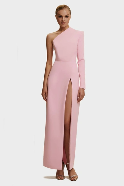Milla Pink Long-sleeved Dress With Sharp Shoulder Cut In Pink