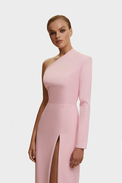 Milla Pink Long-sleeved Dress With Sharp Shoulder Cut In Pink