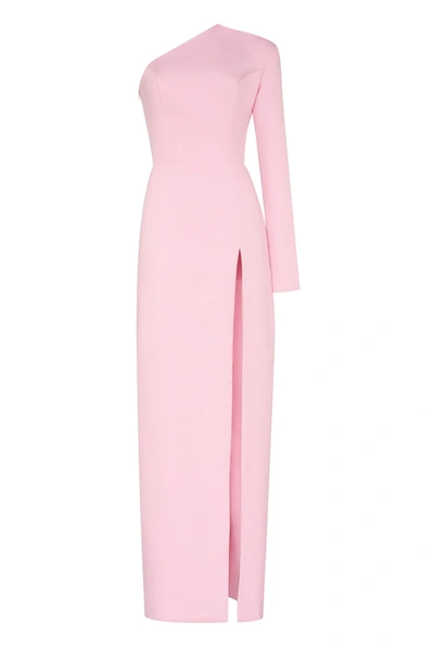 Milla Pink Long-sleeved Dress With Sharp Shoulder Cut In Pink