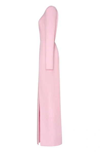 Milla Pink Long-sleeved Dress With Sharp Shoulder Cut In Pink