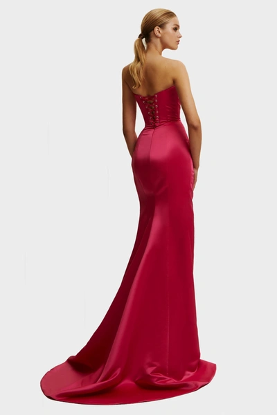 Milla Fuchsia Strapless Evening Gown With Thigh Slit In Fuchsia