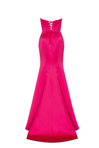 Milla Fuchsia Strapless Evening Gown With Thigh Slit In Fuchsia