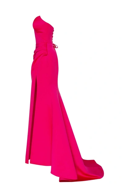 Milla Fuchsia Strapless Evening Gown With Thigh Slit In Fuchsia