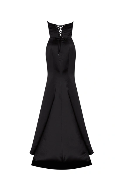 MILLA BLACK STRAPLESS EVENING GOWN WITH THIGH SLIT 