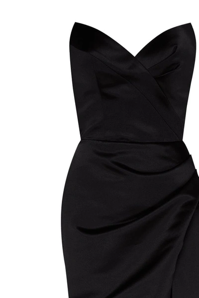 Milla Black Strapless Evening Gown With Thigh Slit In Black