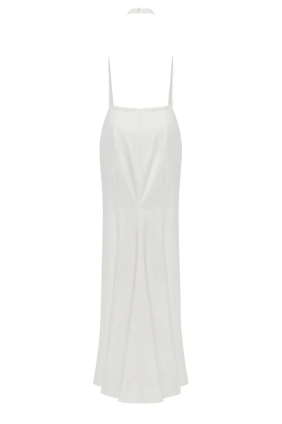 Milla White Mock Neck Sleeveless Low Slit Dress In White