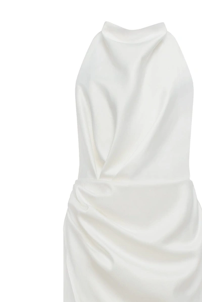 Milla White Mock Neck Sleeveless Low Slit Dress In White