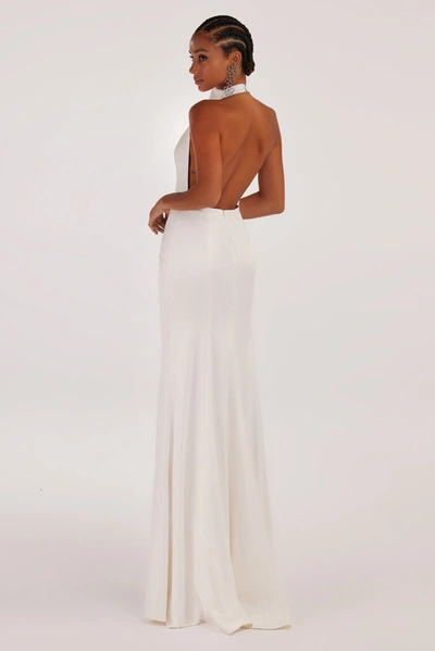 Milla White Mock Neck Sleeveless Low Slit Dress In White