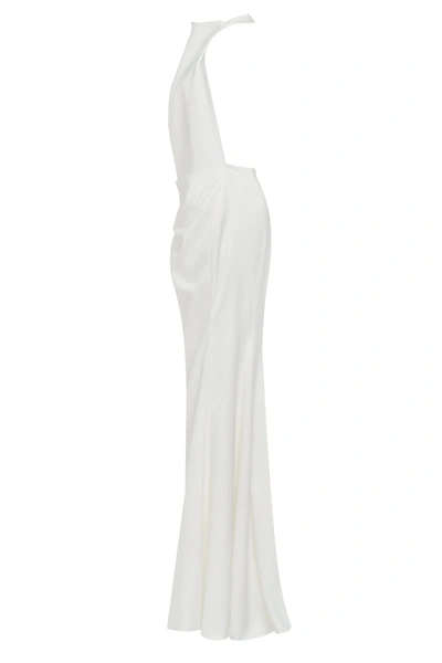 Milla White Mock Neck Sleeveless Low Slit Dress In White