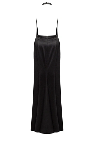 Milla Black Mock Neck Sleeveless Low Slit Dress In Black