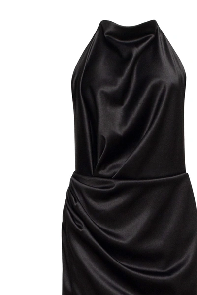 Milla Black Mock Neck Sleeveless Low Slit Dress In Black