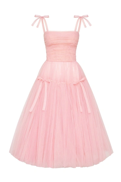 Milla Pink Tie-straps Tulle Dress In Pink