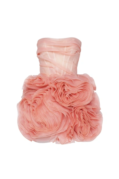 Milla Appliqud Organza Coral Mini Dress In Coral