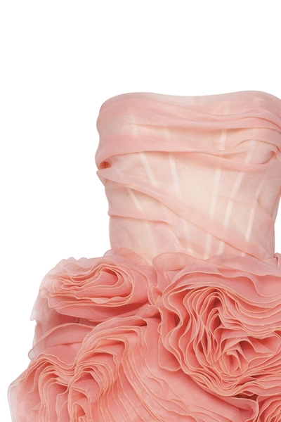 Milla Appliqud Organza Coral Mini Dress In Coral