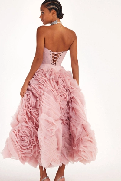 Shop Milla Dramatically Flowered Tulle Dress In Misty Pink In Misty Rose