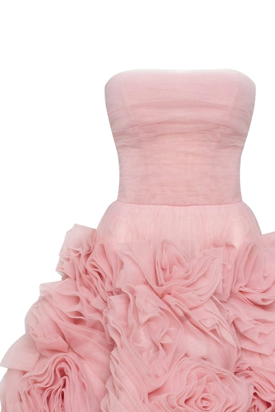 Milla Dramatically Flowered Tulle Dress In Misty Pink In Misty Rose