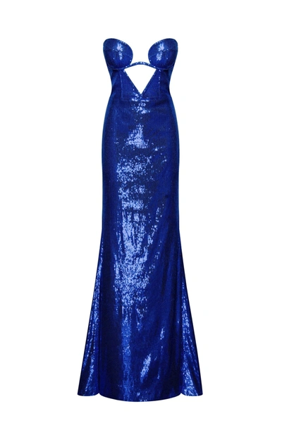 Shop Milla Electric Blue Maxi Dress Covered In Sequins