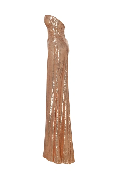 Milla Astonishing  Sequined Lace Maxi Dress In Gold In Gold