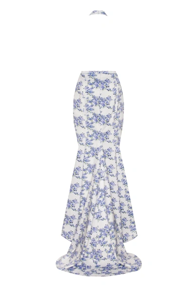 Milla Blue Hydrangea Mock Neck Sleeveless Evening Dress In Blue Hydrangea