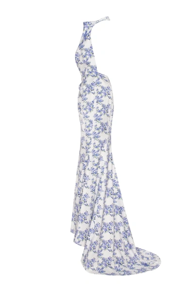 Milla Blue Hydrangea Mock Neck Sleeveless Evening Dress In Blue Hydrangea
