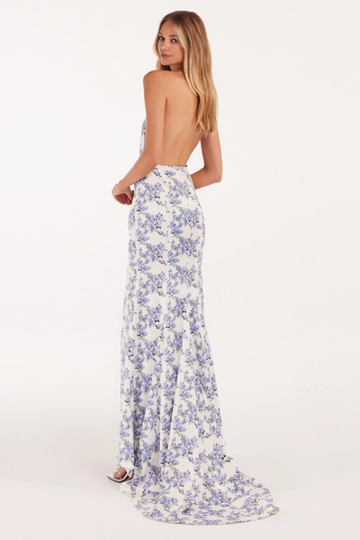 Milla Blue Hydrangea Mock Neck Sleeveless Evening Dress In Blue Hydrangea