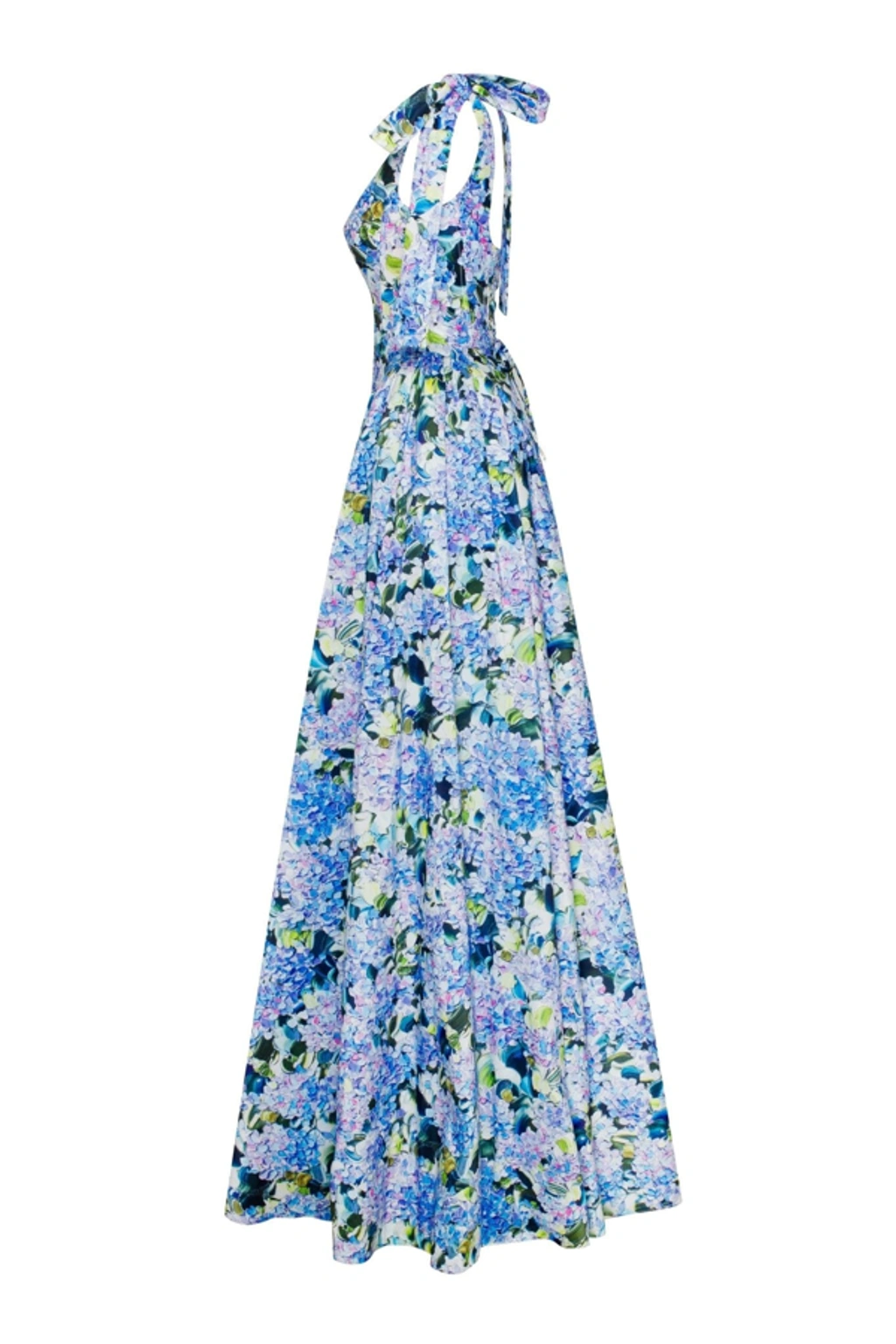 Milla Blue Hydrangea Strapped Maxi Dress In Multi Color