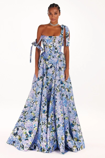 Milla Blue Hydrangea Strapped Maxi Dress In Blue Hydrangea