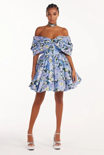Milla Blue Hydrangea Bow-detailed Mini Dress In Blue Hydrangea