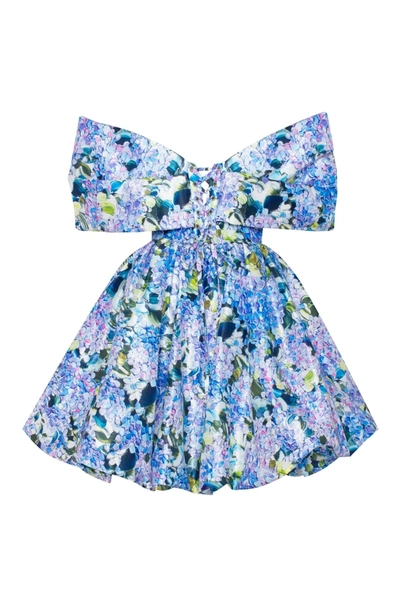 Milla Blue Hydrangea Bow-detailed Mini Dress In Blue Hydrangea