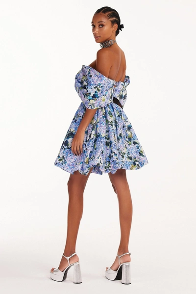Milla Blue Hydrangea Bow-detailed Mini Dress In Blue Hydrangea