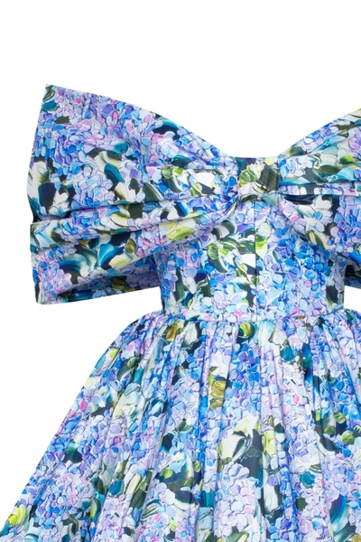 Milla Blue Hydrangea Bow-detailed Mini Dress In Blue Hydrangea