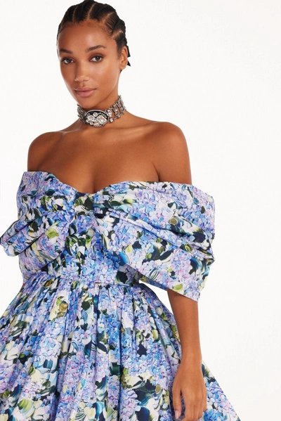 Milla Blue Hydrangea Bow-detailed Mini Dress In Blue Hydrangea