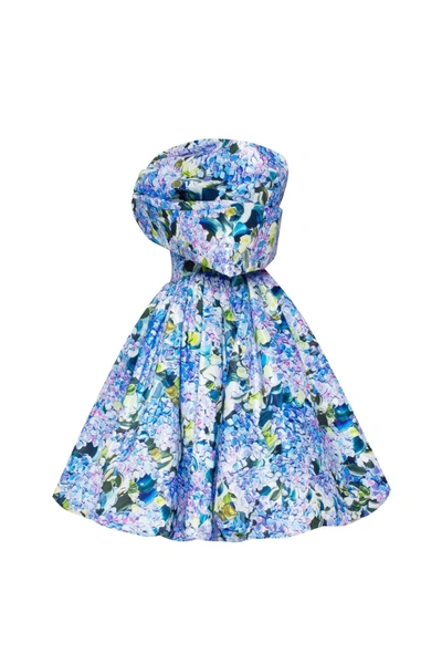 Milla Blue Hydrangea Bow-detailed Mini Dress In Blue Hydrangea