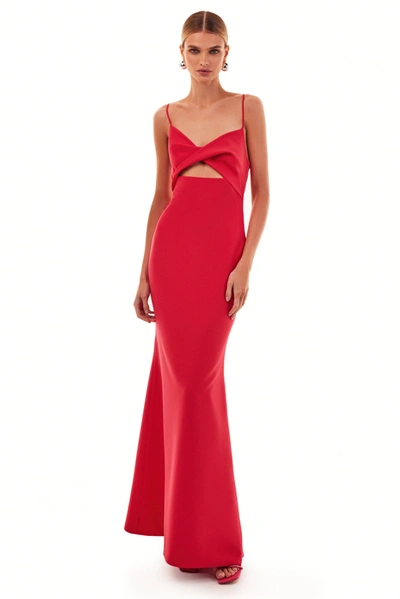 Milla Twisted Cutout Fuchsia Bodice Maxi Dress In Fuchsia