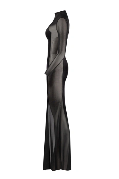 Milla Showstopper Black Dress With Semi-transparent Inserts In Black