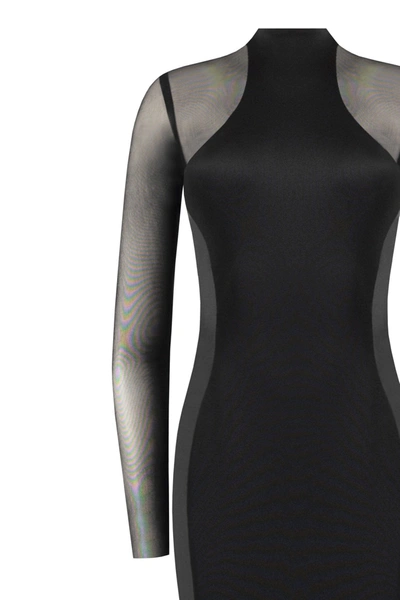 Milla Showstopper Black Dress With Semi-transparent Inserts In Black