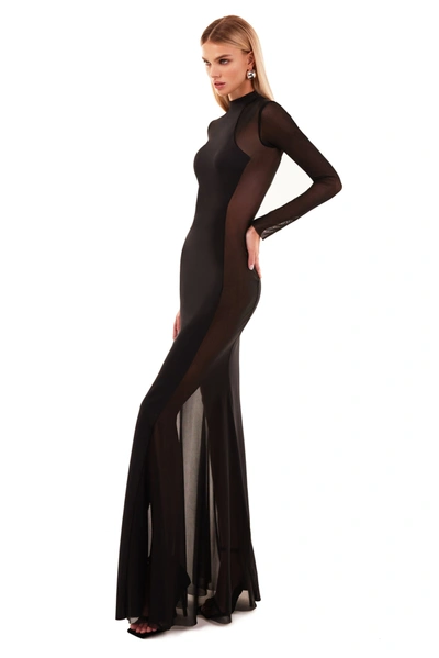 Milla Showstopper Black Dress With Semi-transparent Inserts In Black