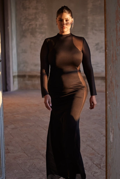 Milla Showstopper Black Dress With Semi-transparent Inserts In Black