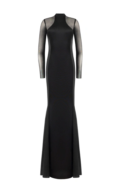 Milla Showstopper Black Dress With Semi-transparent Inserts In Black