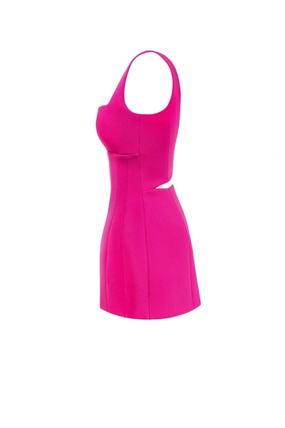 Milla Glossy Ultra Mini Dress In Pink With Cutouts In Pink